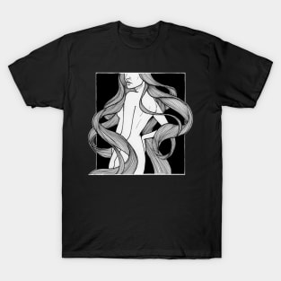 Woman with long wavy hair design T-Shirt